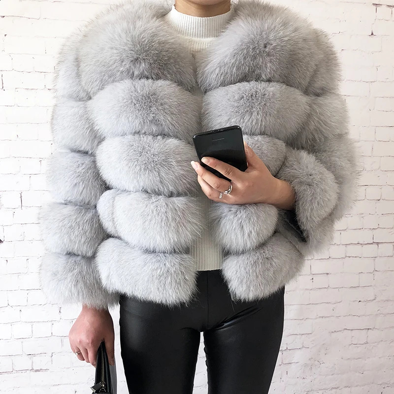Genuine Fur Coat 100% Natural Fur Jacket Womens Winter Warm Leather Fox Fur Coat High Quality Fur Tank Top 240923CJ