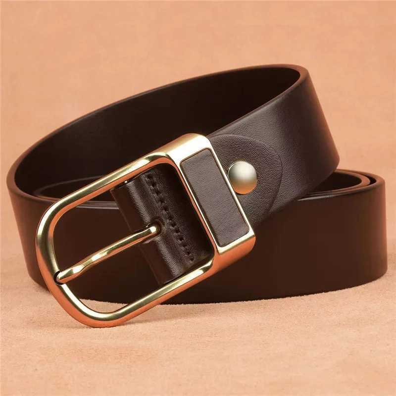 Genuine Leather For Mens High Quality Buckle Jeans Cowskin Casual Belts Business Cowboy Waistband Male 2024 NewX240923