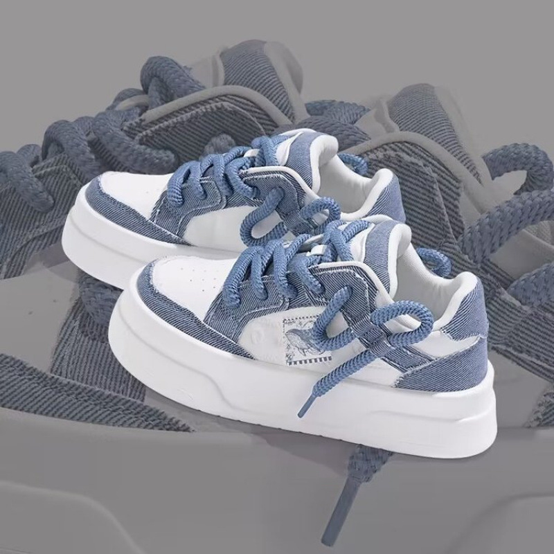 Casual Triple Blue Pink Shoes Women: Trendy Versatile 2024 Athleisure Style Thick Sole for Height Increase bdd7