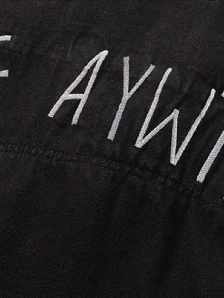 Mafokuwz street denim jacket unisex cool Vandalism patch work mens oversized workwear punk niche American 240921