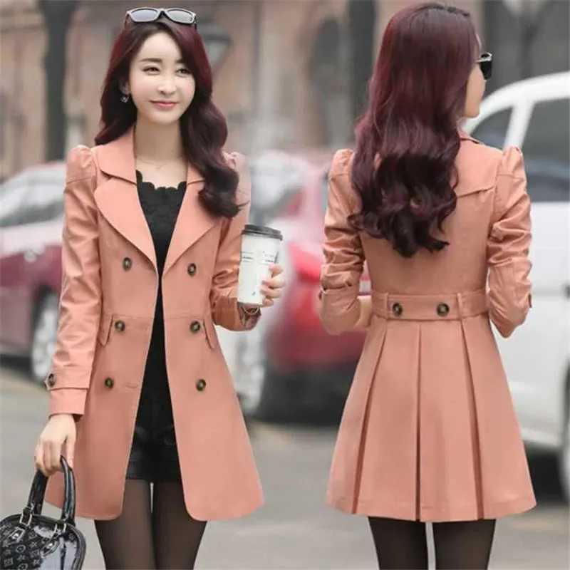 Windproof womens outerwear for spring and autumn medium length casual Korean version womens clothing lining W240923
