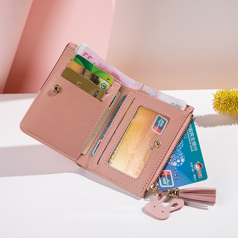 New PU Women's Wallet Made of Leather Women Card Holder Foldable Portable Lady Coin Purses