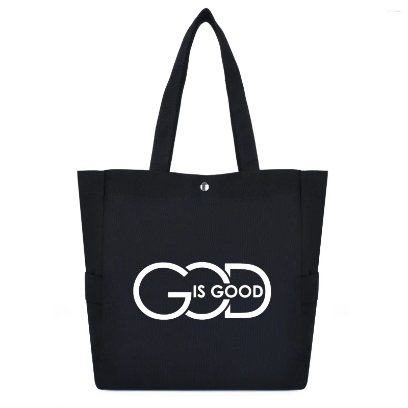 Shopping Bags God Is Good Funny Printed One-shoulder Bag Large Capacity Ladies Tote Canvas Women fashionable item zhanyishengli