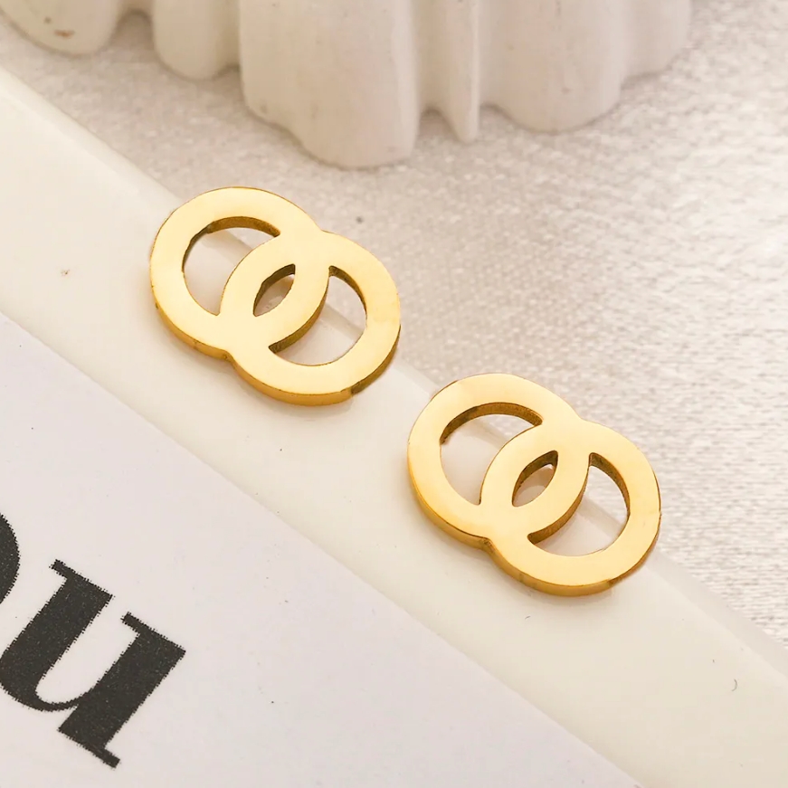 Elegant Women's Stud Earrings - 18k Gold-Plated for Parties & Special Occasions