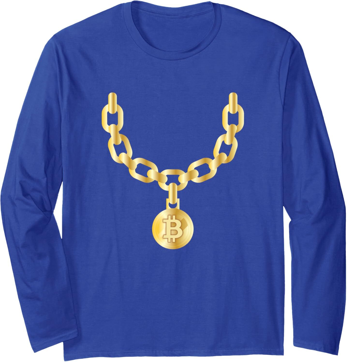 Long Sleeve Shirts for Men sweatshirt Bling Bling Bitcoin Gold Chain Funny CryptoCurrency Long Sleeve Tee Streetwear Casual tops clothes