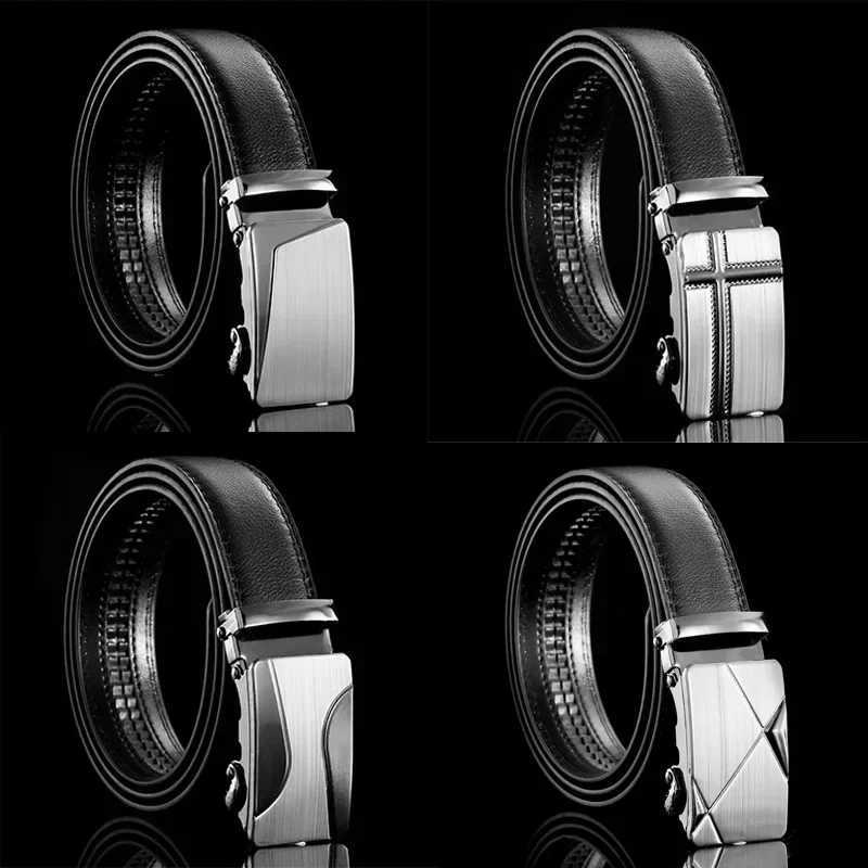 Mens Business Style Belt Black Pu Leather Strap Male Waistband Automatic Buckle Belts For Men Top Quality Girdle Belts For JeansX240923