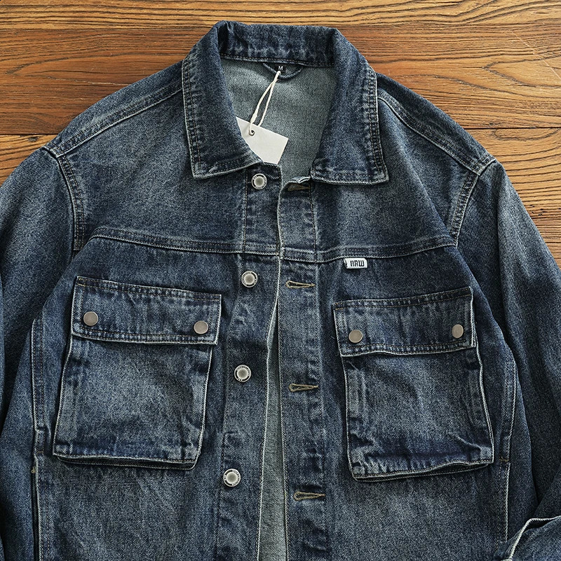 17oz heavyduty American retro casual denim jacket mens motorcycle loose plus size 4XL harsh cargo jeans 240921