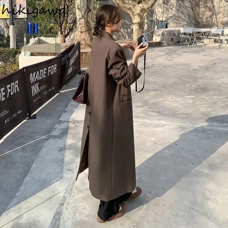 Chic Blazers for Women 2024 Ropa Mujer Temperament Solid Color Jackets Y2k Tops Streetwear Vintage Fashion Casual Long Coats 240918