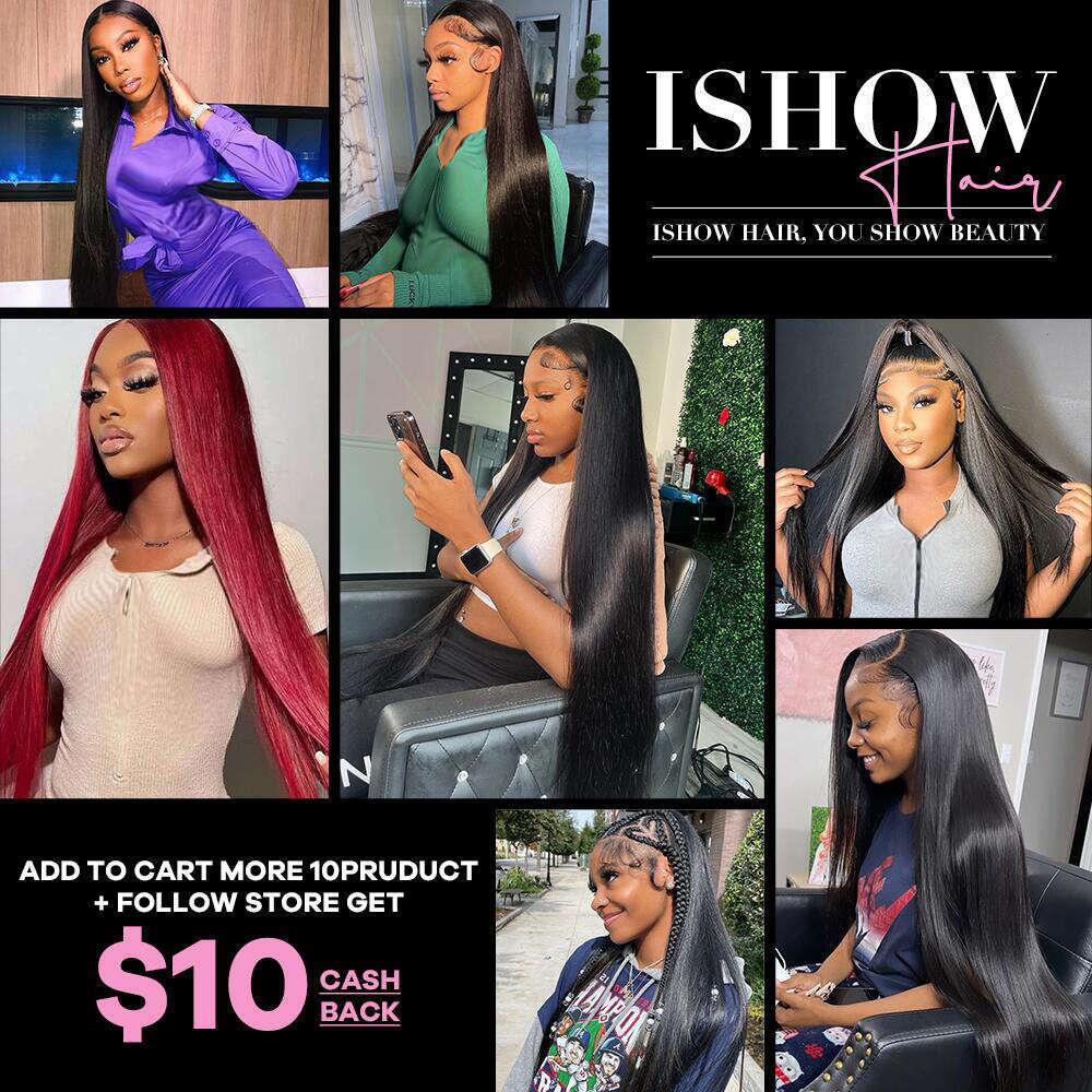 Ishow 13x4 13x6 Straight Front 250 Density Lace Frontal Wigs For Women Pre Plucked Brazilian Closure Wig