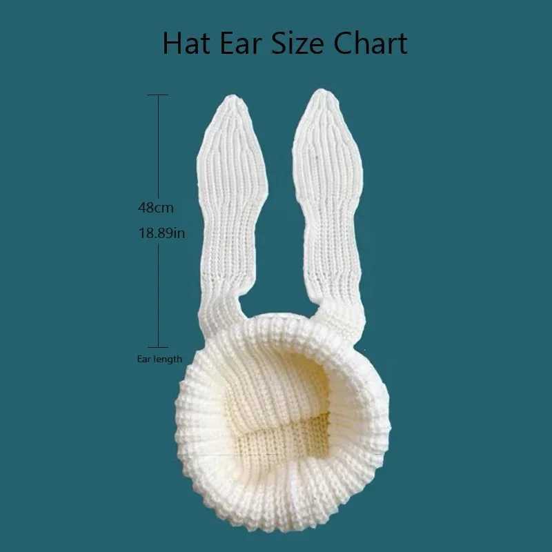 Beanie/Skull Caps Winter Beanies oy Long Ear Fox Knitted Hat Solid Warm Crochet Personality Skullies Hooded Hip Hop Cool Christmas Gift Cs J240923