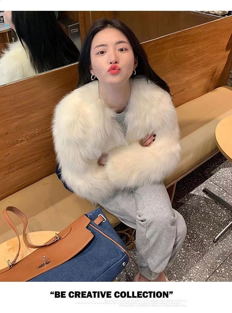 RR2819 Streetwear Faux Mongolian Sheepskin Fur Coats Women faux Sheep Fur Jackets Fuflly Long Sleeve Short Fur Coats Winter Warm 240919