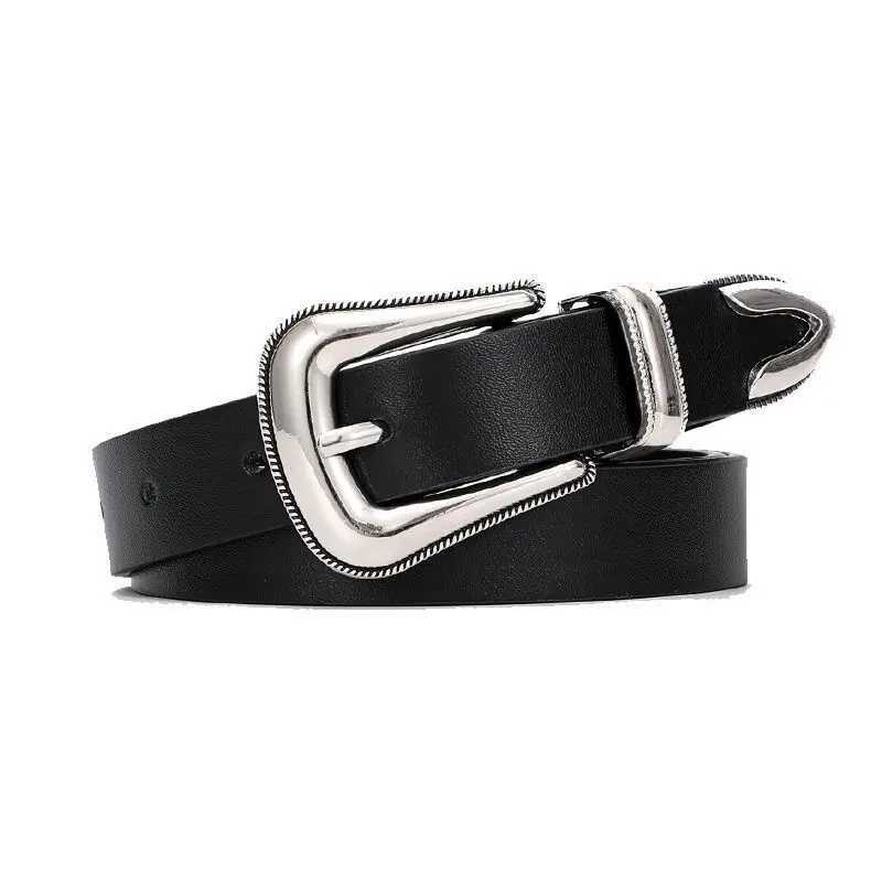 2023 new belt female ins senior sense of leather decorative jeans simple hundred with fine black ladies beltX240923