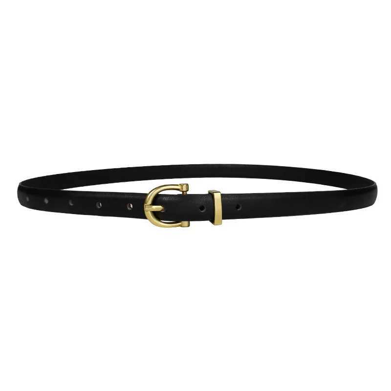 Womens Belt Fashionable Decoration Needle Buckle Belt Genuine Leather Vintage Jeans Versatile Black Pants Simple SummerX240923