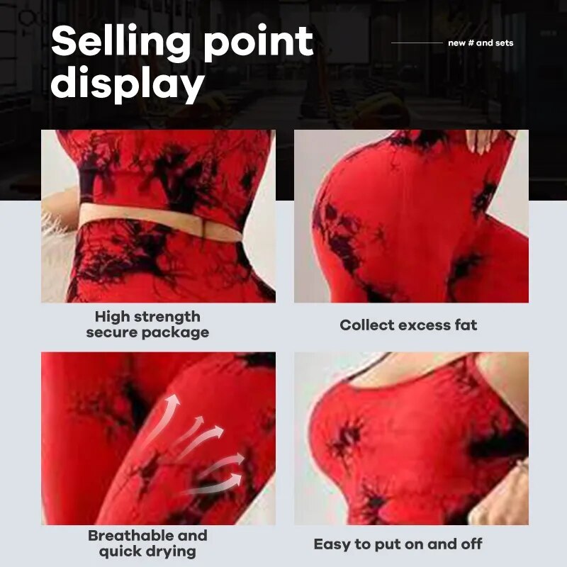 Tie Dye Women's Tracuit Fiess Yoga Sets Sportswear Workout Bra+High Waist Leggings Gym Clothing Seamless Sports Suits