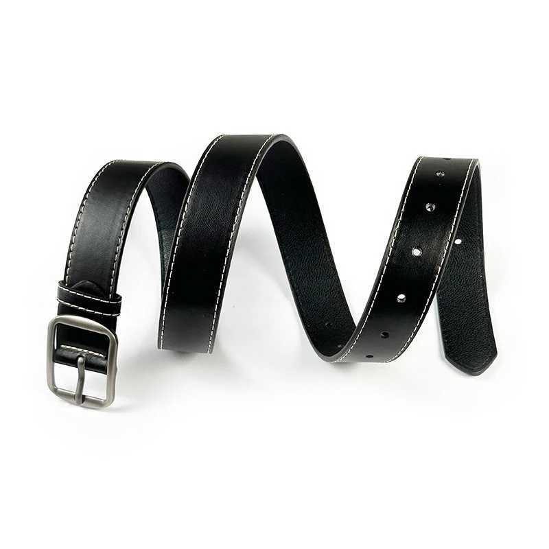 Mens Fashion Belt Alloy Needle Buckle Belt Black Trendy Waistband Korean Versatile Jeans StrapX240923