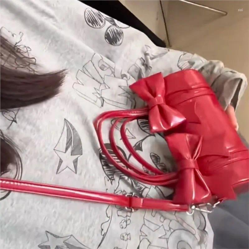Shoulder Bags JIAERDI Sweet Cool Bow Y2k Hand Bag Women Cute Leather New Soft Pillow Messenger Female Haruku Red Aesthetic