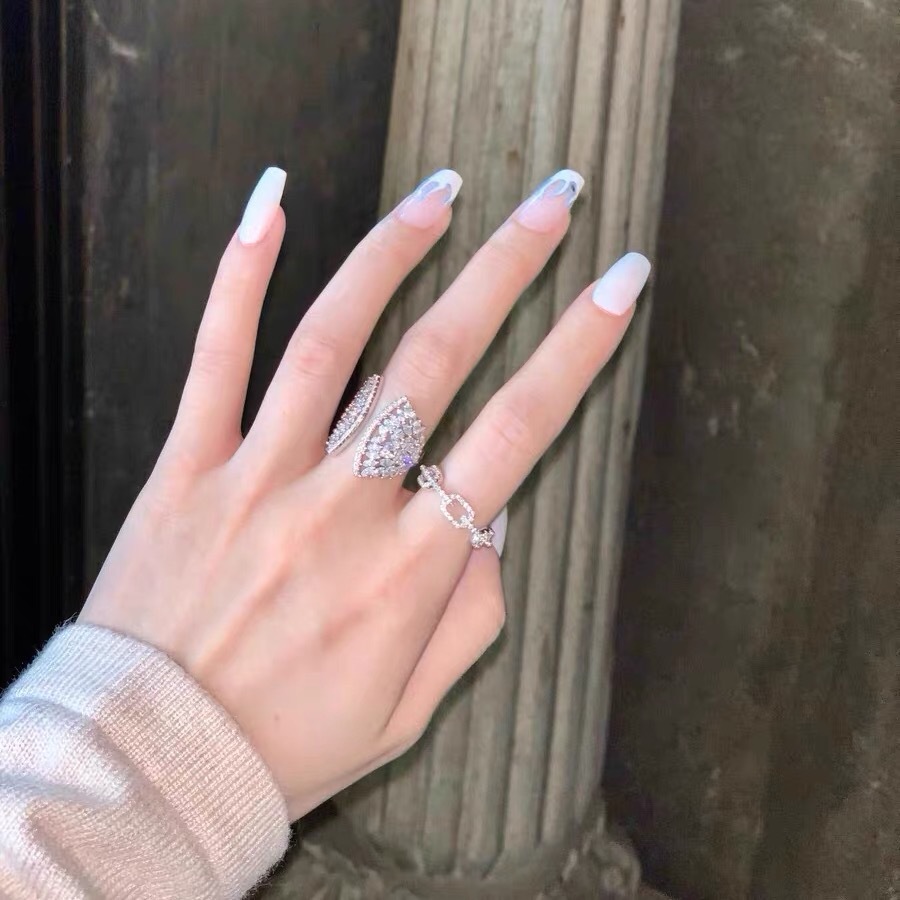 Marquise Cut White Topaz Sterg Sier Open Adjustable Ring for Women