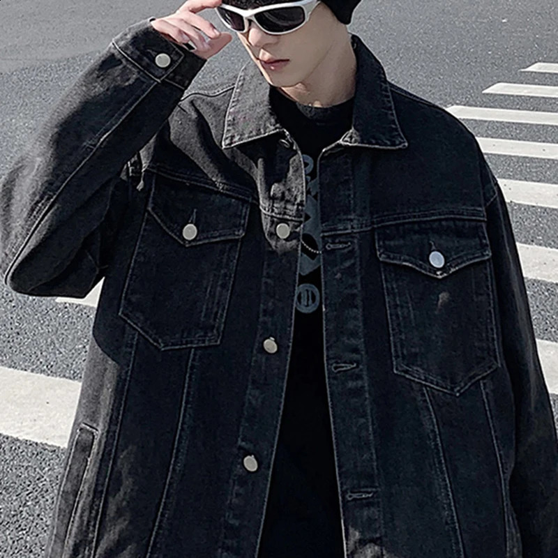 Mens denim jacket autumn and winter fashionable loose fitting retro cool casual high street mens 240921