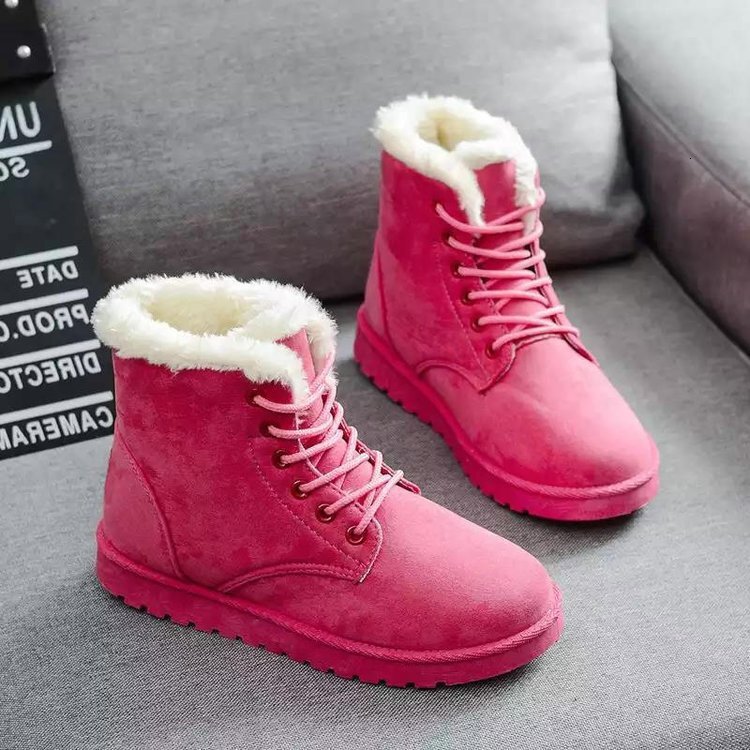 2024 Factory Direct Winter Student Snow Women's Short Warm Boots Lace Up Flat Heels Korean Cotton Shoes