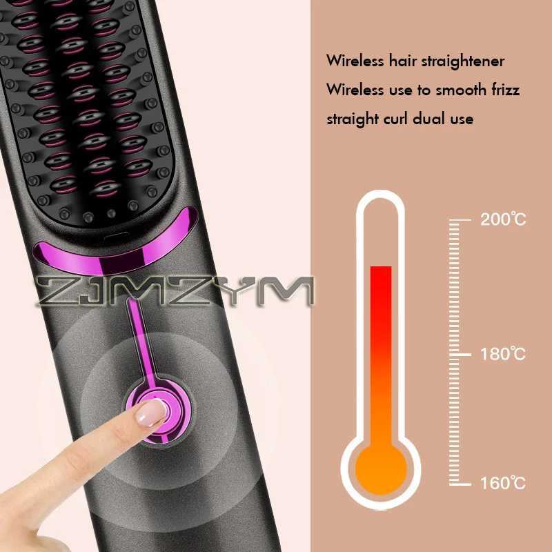 Wireless hair straightener USB charging fast heating hair straightener brush multifunctional ceramic hair straightener CL240923