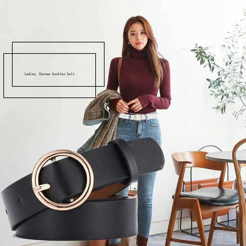 Women Genuine Leather Belt Fashion High Quality Vintage Luxury Brand Waistband Pin Buckle Brown Solid Color Belt LadiesX240923