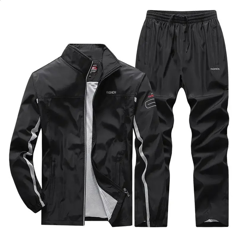 Mens 2-piece casual full zipper gym jogging sportswear sportswear 240923