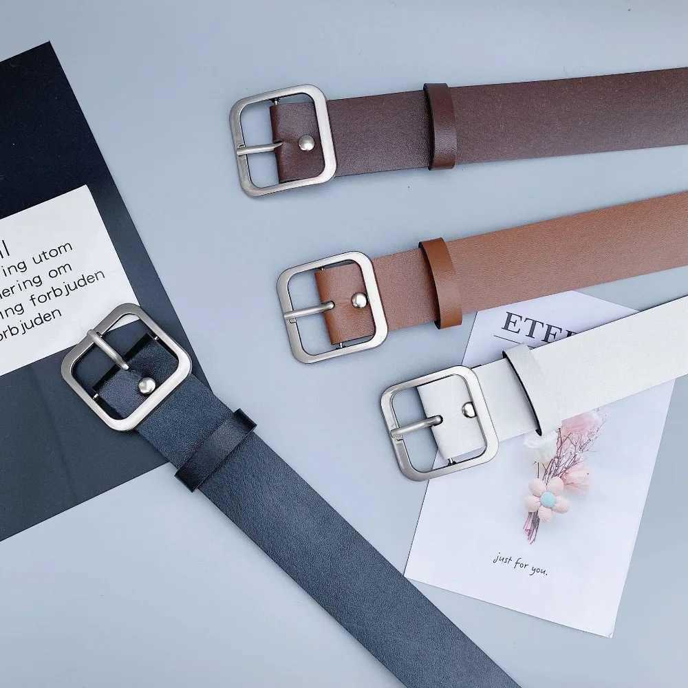 Women Leather Belt Square Pin Buckle Belts for Jeans Pants Chic Luxury Brand Vintage Strap Female WaistbandX240923