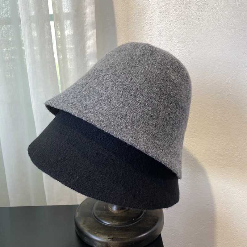 Wide Brim Hats Bucket Hats New Fashion Autumn Winter Wool Bucket Hat Women Fashion Vintage Fisherman Hats Versatile C Spring Felt Hat 5 Colors Foldabl