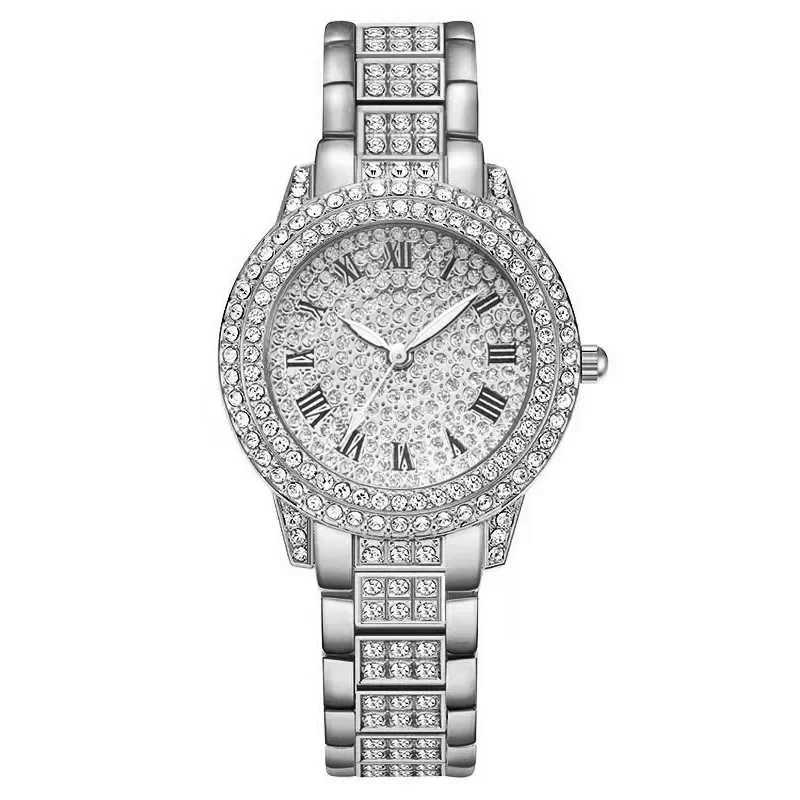 Luxury Full Diamond Watch for Women Elegant Brand Quartz Steel Bracelet Watches Ladies Zircon Crystal Fashion Wristwatch ClockXJ241109