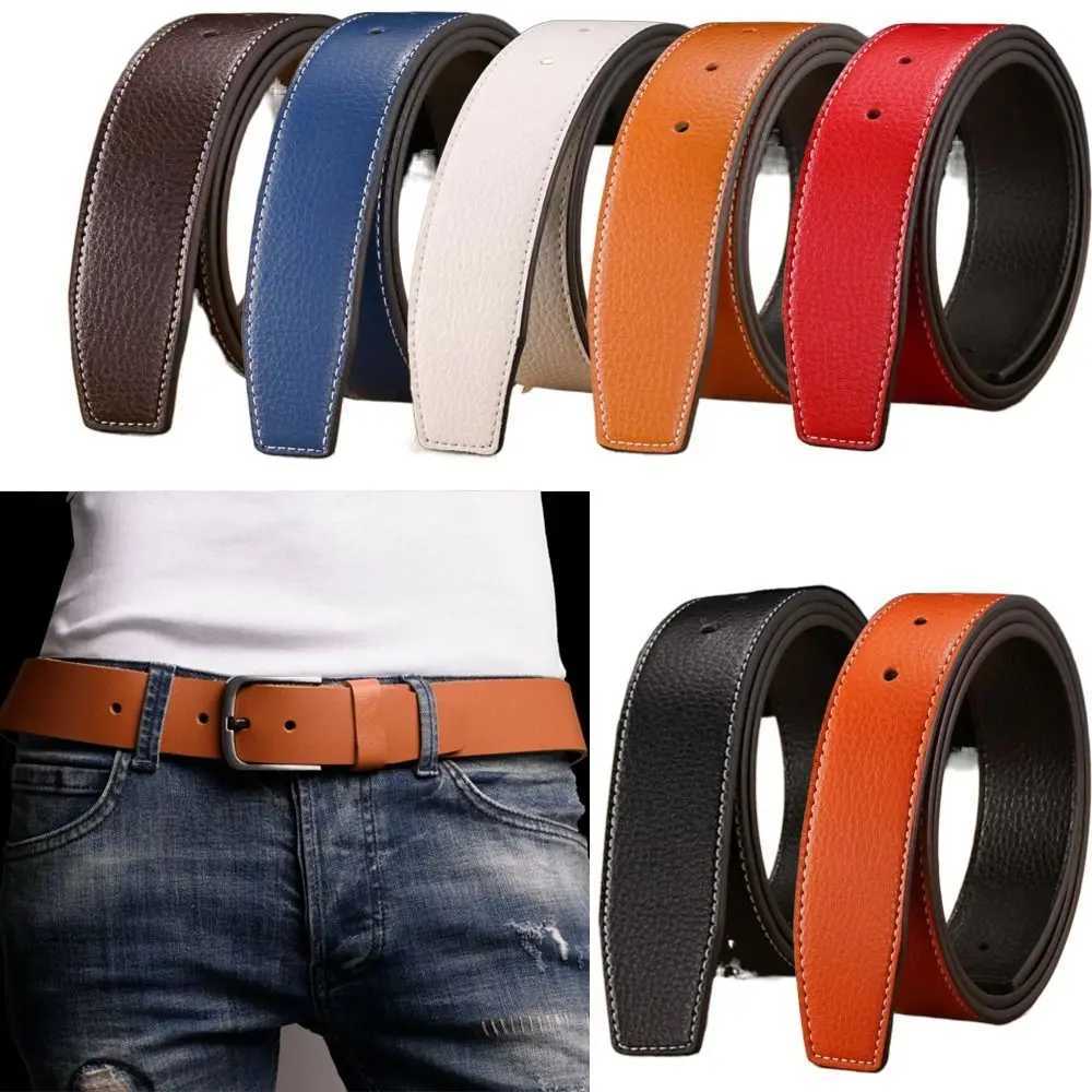 3.7cm Luxury Men Leather Belt Strap Genuine Leather No Buckle Belt Trouser Jeans Belt Decor Decorative TrousersX240923