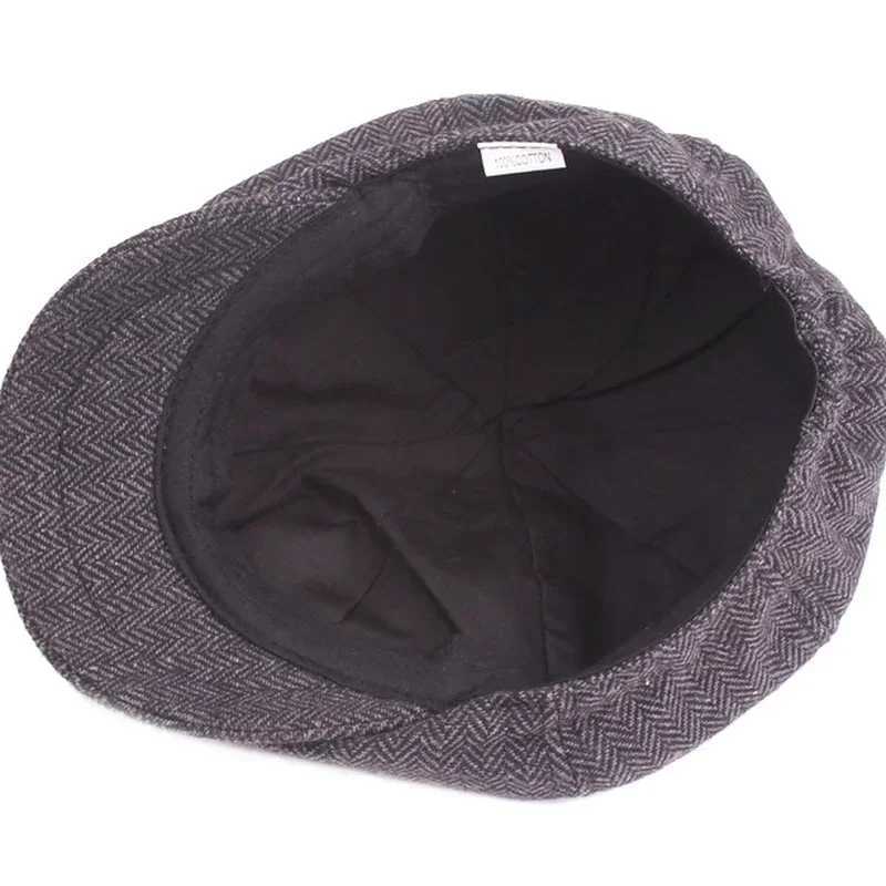 Mens Newsboy Hat Peaky Autumn Retro Bone Octagonal Hat Womens Casual Striped Beret Gatsby Flat Hat Y240923