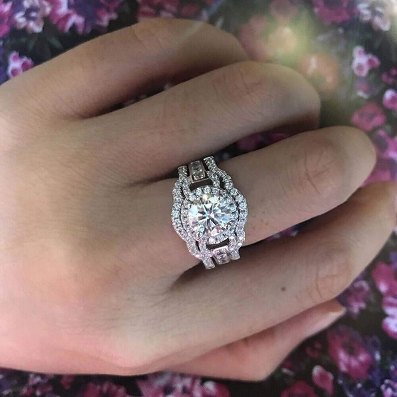 Wedding Rings: Sterg Sier Ladies Topaz CZ Dia Rings For Lovers Gift