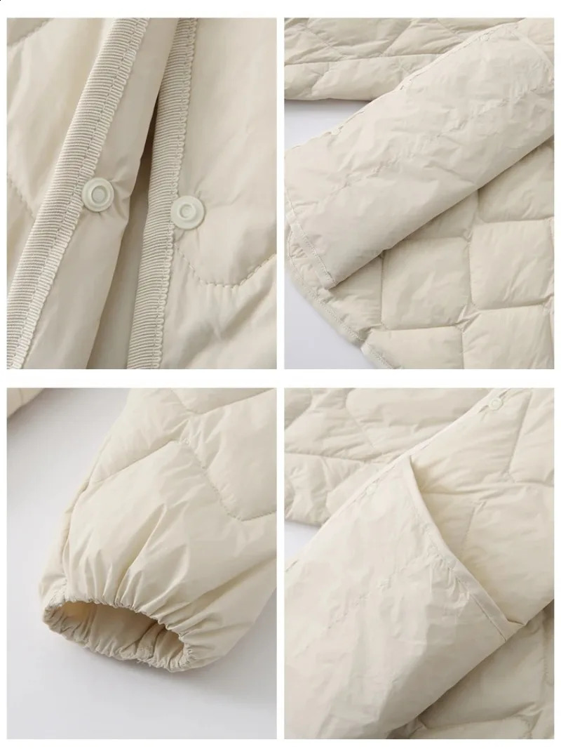 Top tier winter 90% white duck down womens ultra light jacket fashionable Korean diamond warm Oneck 240921