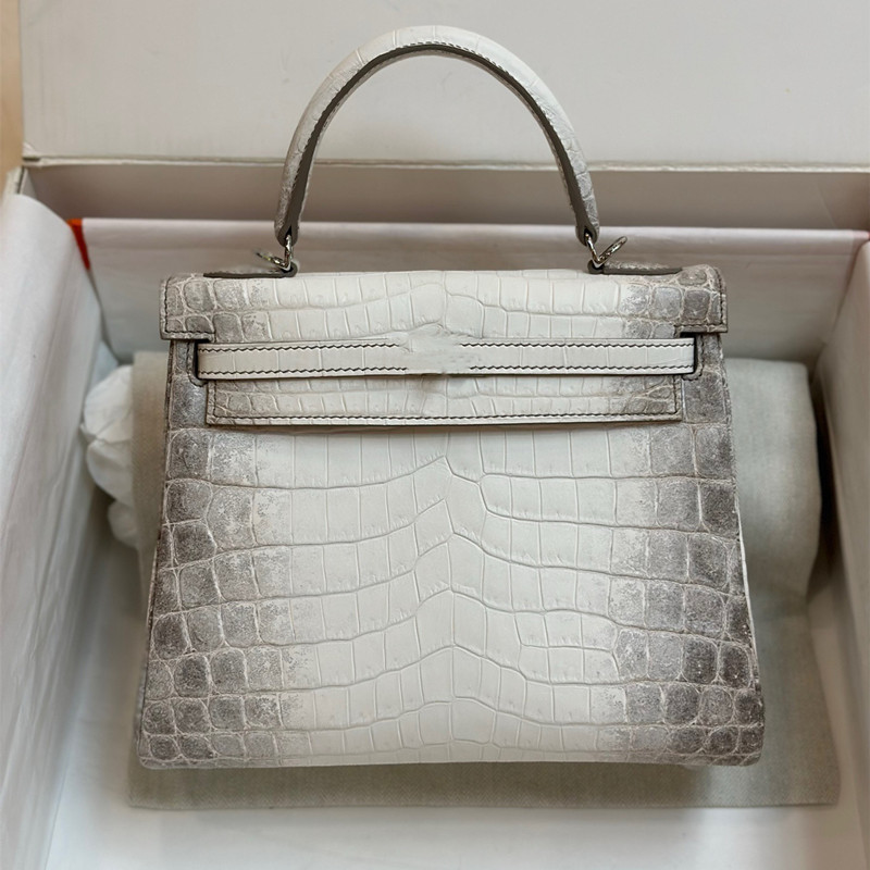 Top Evening Bags Womens Handbag Crocodile Cowhide Handbag Shoulder Bags Fully Handmade Wax Thread Sewn Luxury Designer Classic Fashion Womens 28cm Himalayan White