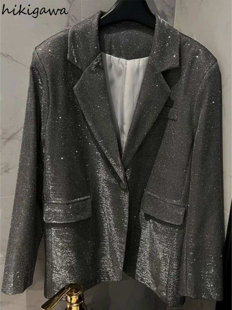 Korean Oversized Jackets 2024 Women Clothing Harajuku Sequined Blazer Y2k Tops Streetwear Fashion Casual Coats Ropa Mujer 7o628 240918