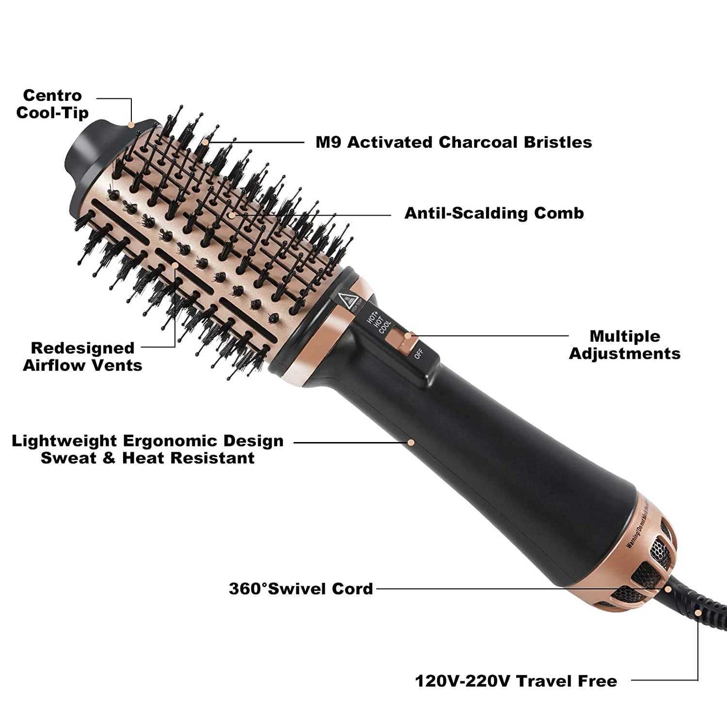 One step hair dryer and volumetric hot air brush professional straightener and curling iron hot comb hair dryer hair styling tool CL240923