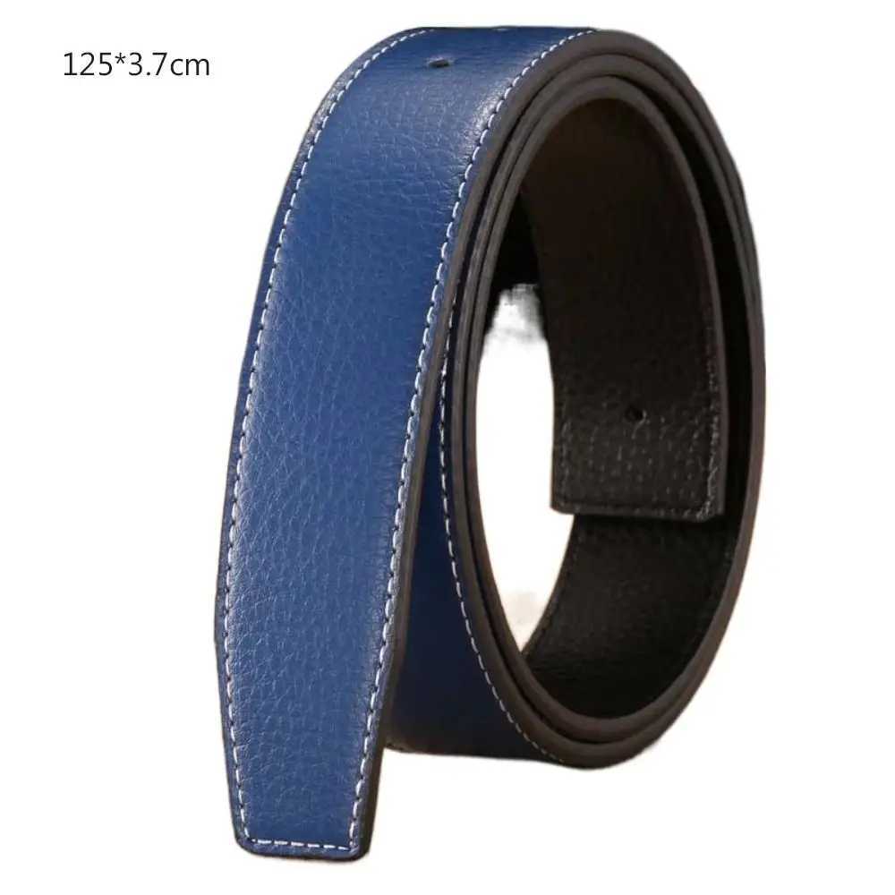 3.7cm Luxury Men Leather Belt Strap Genuine Leather No Buckle Belt Trouser Jeans Belt Decor Decorative TrousersX240923