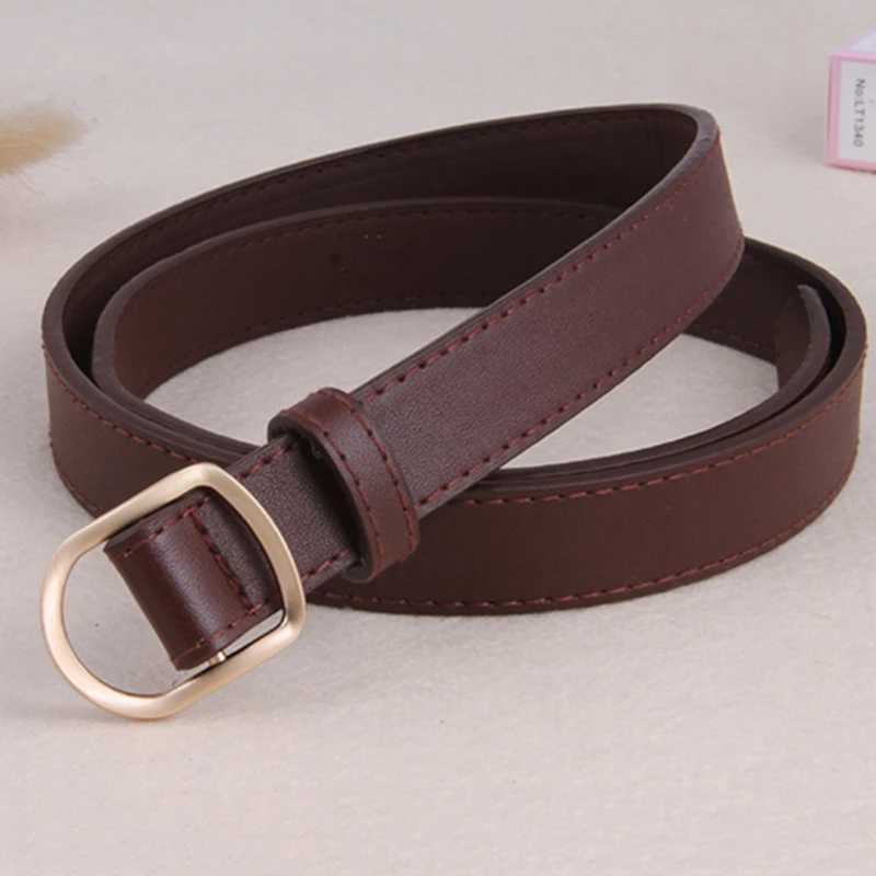 Fashion Nonporous Womens Thin Belt Simple Korean Metal Buckle PU Leather Belts Jeans Dress Decorative Waist StrapX240923
