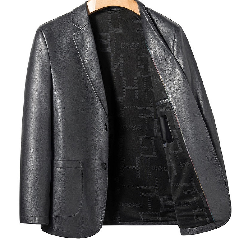 Fashion Sheepskin Suede Youth Lapel Black Coffee Gray Blazer Spring and Autumn Models Of Men's Slim Casual Suits Leather Jacket