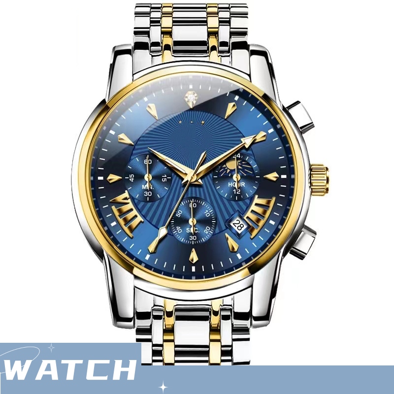 Modern Men's Fashionable Timepiece - Sleek Steel Belt, Waterproof & Light-Up Features free shipping