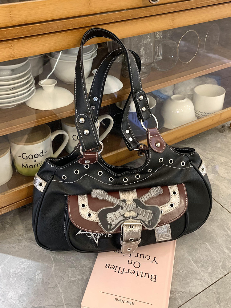 Large capacity shoulder bag Punk style commuting tote armpit bag
