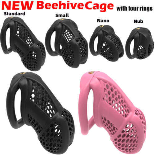 2025 Beehive Pro Breathable Cage for Men Chastity Equipment Mini Lock Type 2 Ring for Men