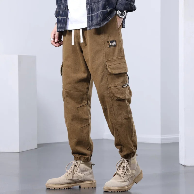 Mens Military Tactical Joggers Sweatpants Appliques American Style Cargo Pants Y2K Vintage Baggy Multi-pocket Trousers 240911