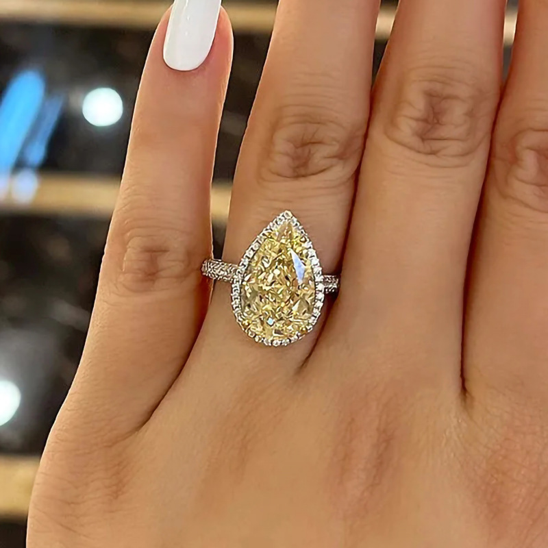 Sparkg Sterg Sier Fill Pear Cut Pink Moissanite Wedding Ring