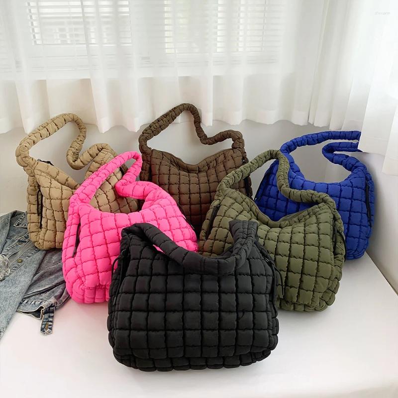 Free Shipping Drawstring Women Puffer Shoulder Bag Padding Hobo Large Capacity Lightweight Crossbody Solid Color Zip Closure For Party Vacation
