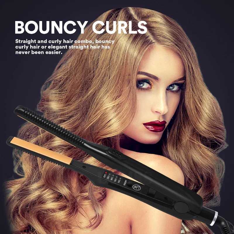 2-in-1 straightener and curling iron mini flat iron straightening styling tool ceramic curling iron ripple curling iron CL240923