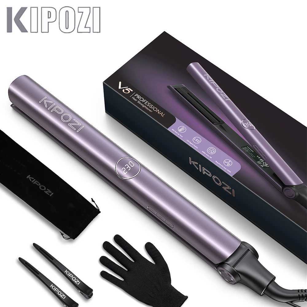 KIPOZI V5 Flat Iron 2-in-1 Straightener and Curler PTC Titanium Plate LCD Display Adjustable Temperature Beauty CL240923
