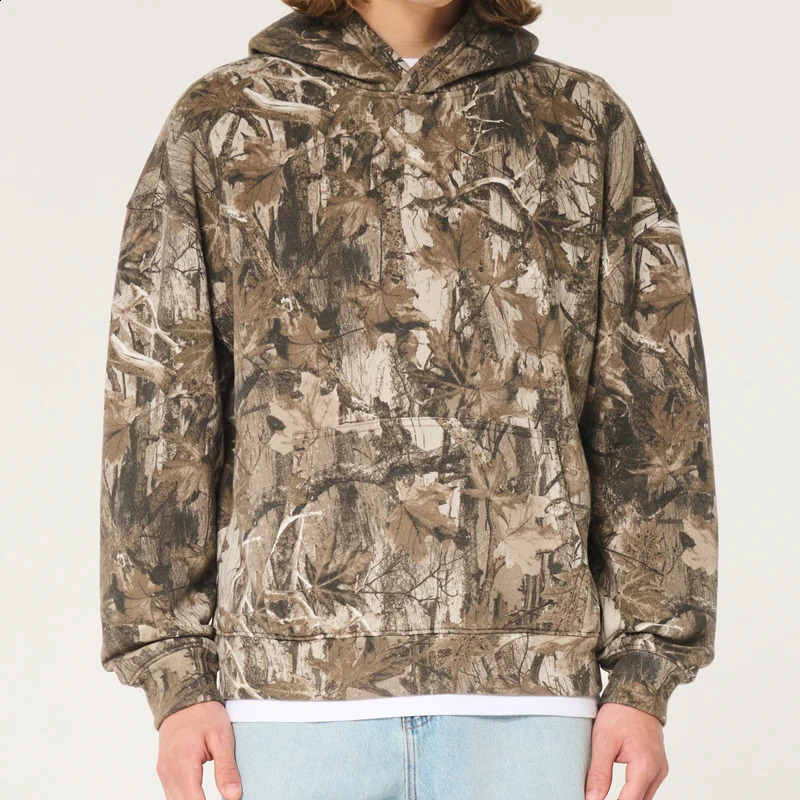 High Street Hip Hop Oversized Camo Hoodies Y2K Retro Hoodie Men Printed Camouflage Pattern Pullover Sweatshirts Streetwear 240923