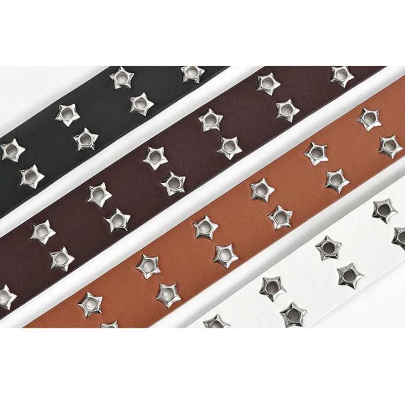Star Eye Rivet Belt Goth Style Double Pin Buckle Men Woman Fashion Casual Punk Style Pu Leather Waistband For Jeans YoungX240923