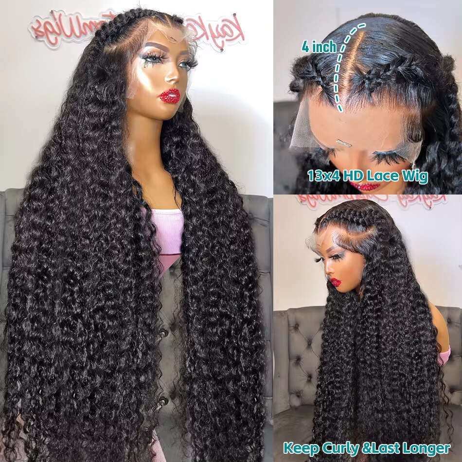 Brazilian 30 34 Inch 180% Deep Wave HD 13x4 Front Human Hair Loose Curly Lace Frontal Wig For Women